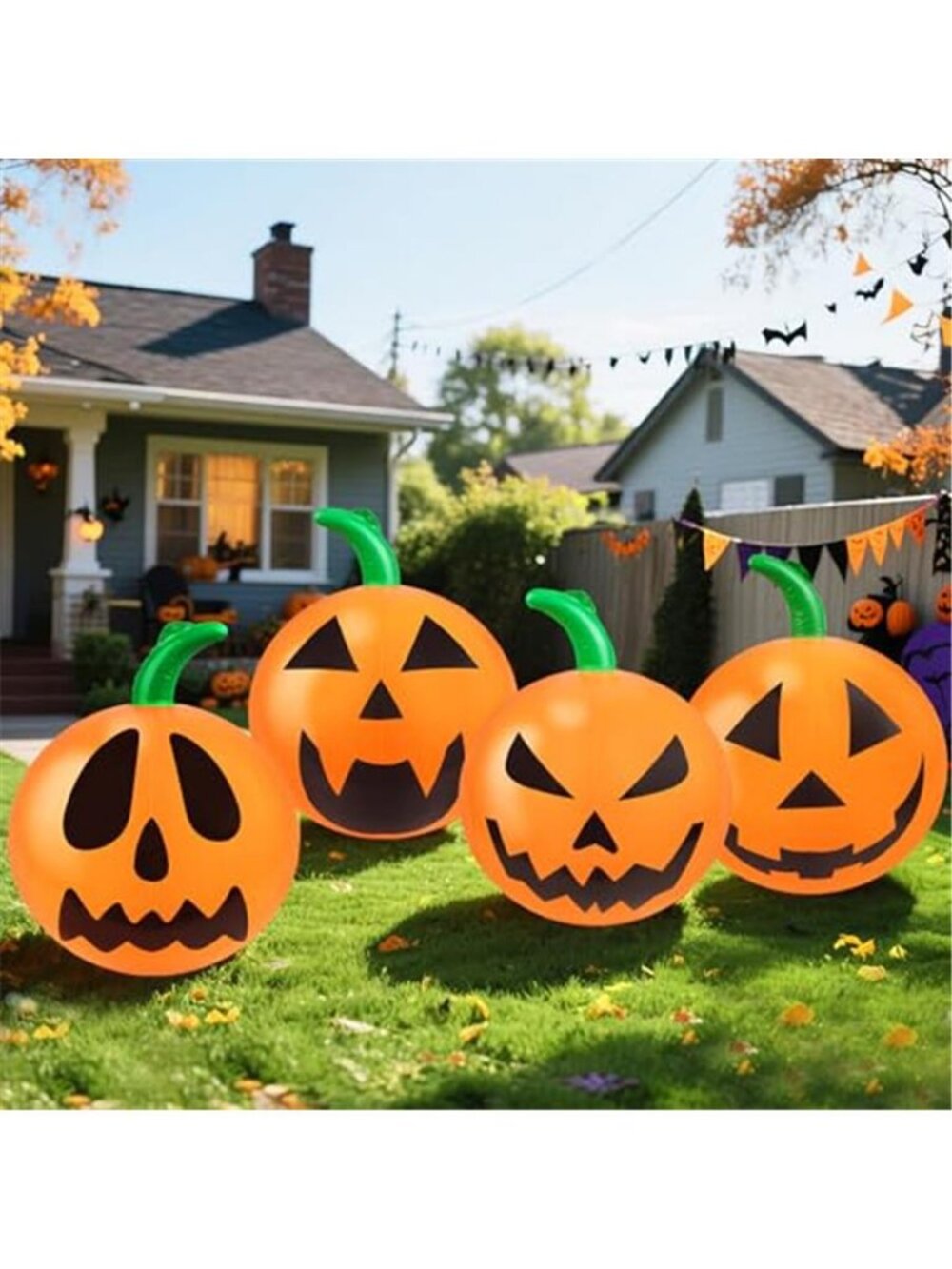 4 Packs 24 Inches Halloween Inflatable Pumpkin Outdoor Decorations PVC